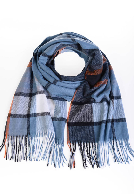 Szal Damski W Kratę NIebieski