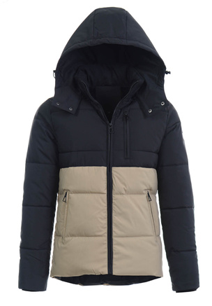 Męska Zimowa Kurtka Beżowo-Czarna