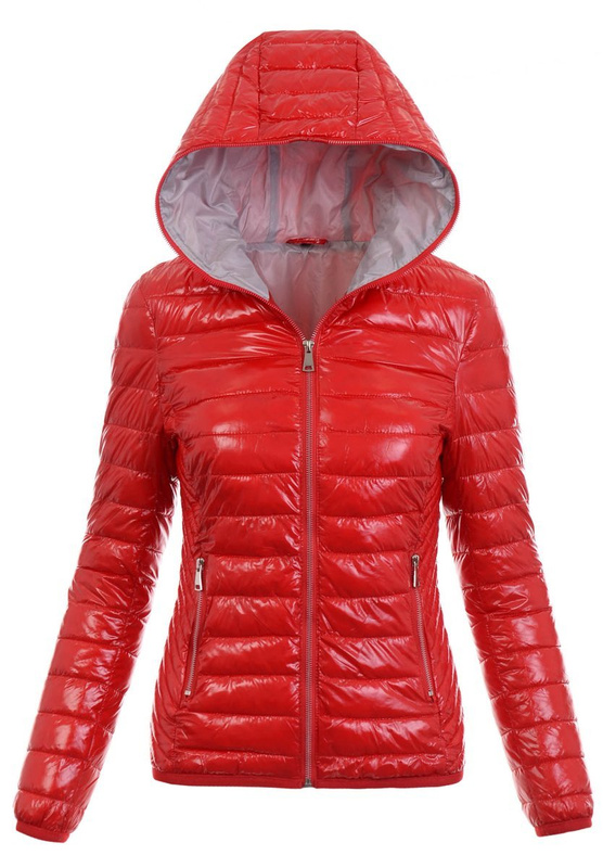 Damska Wiosenno-Jesienna Kurtka Czerwona