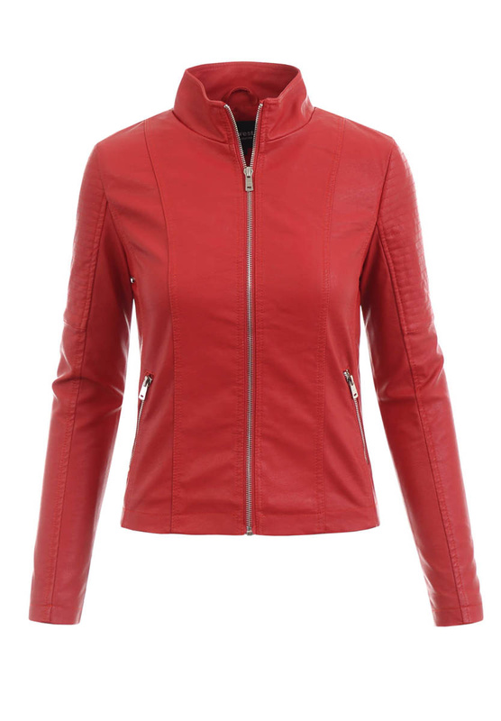 Damska Kurtka Ramoneska Czerwona