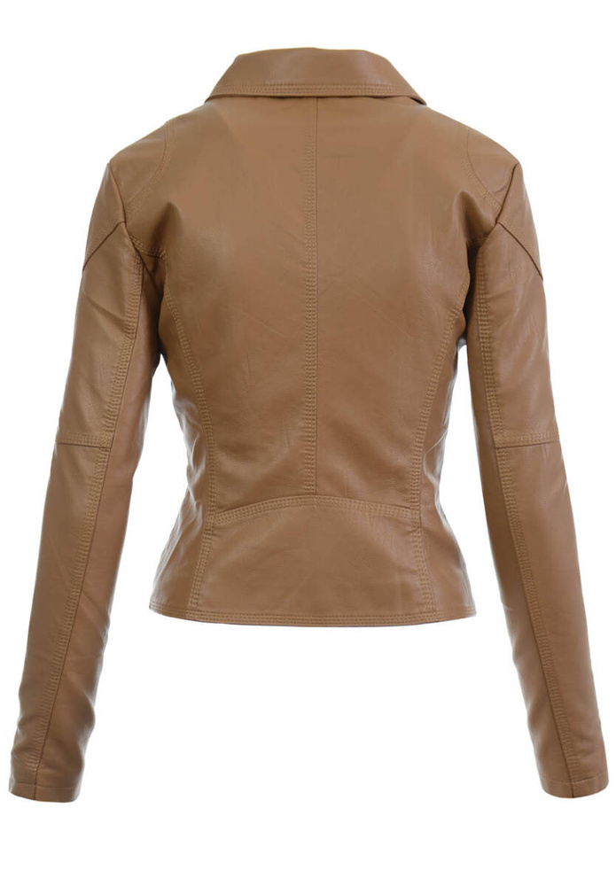 Damska Kurtka Ramoneska Jasno Brązowa