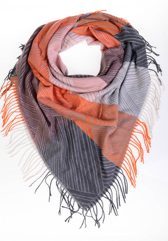 Damska Chusta Szal Szaro-Pomarańczowy