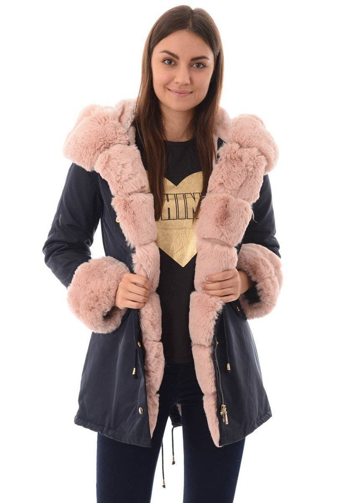 Damska Parka Kurtka Zimowa Granatowa