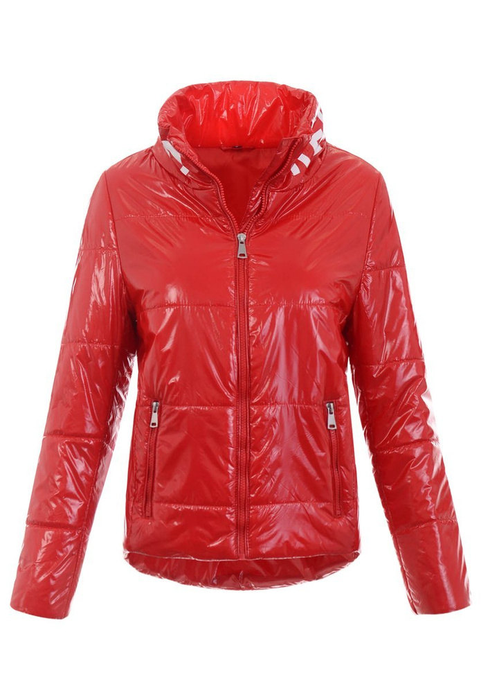 Damska Wiosenno-Jesienna Kurtka Czerwona