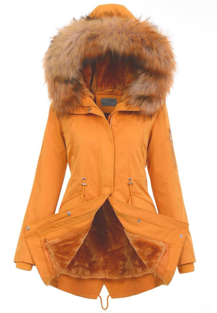 Damska Parka Kurtka Zimowa 2w1 Camel