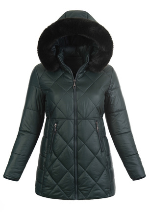 Damska Zimowa Ortalionowa Kurtka Zielona
