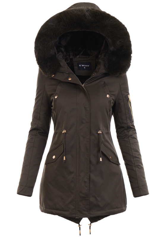 Damska Parka Kurtka Zimowa Khaki