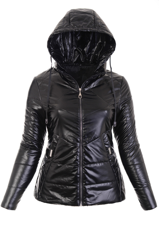 Damska Wiosenno-Jesienna Kurtka Czarna