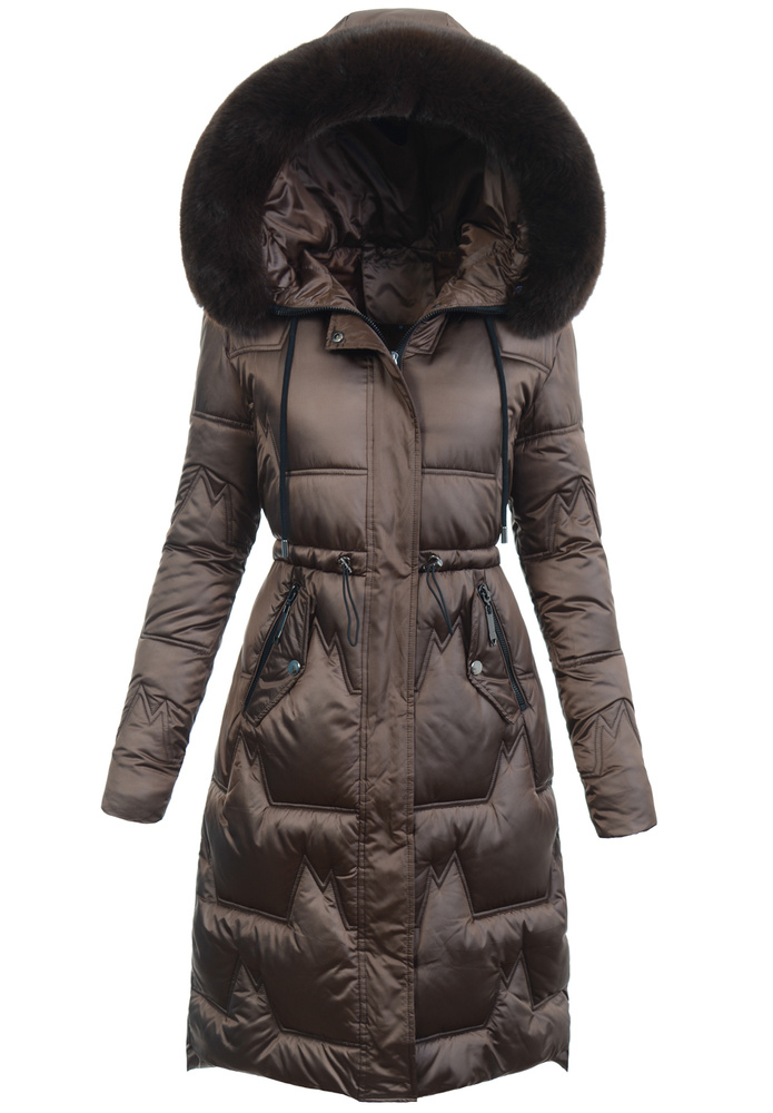 Damska Kurtka Zimowa Brązowa