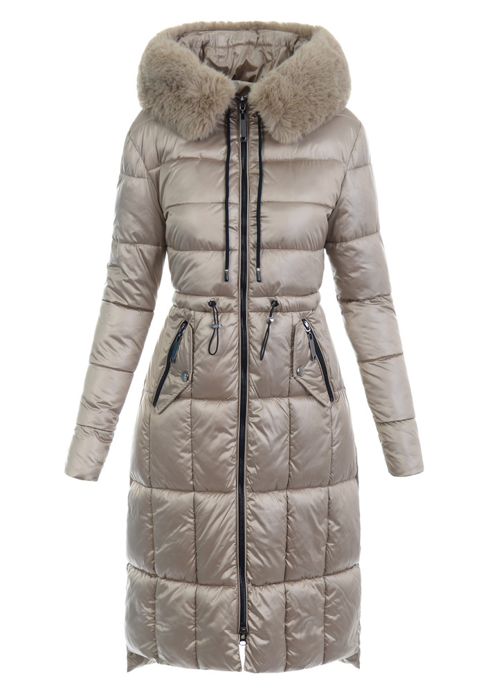 Damska Zimowa Ortalionowa Kurtka Beżowa