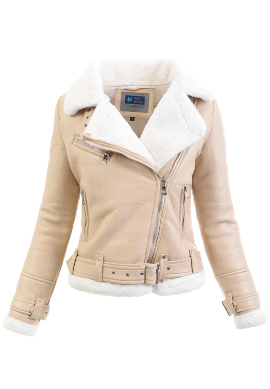 Damska Zimowa Kurtka Kożuszek Beżowy