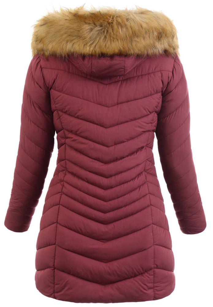 Damska Zimowa Ortalionowa Kurtka Bordowa