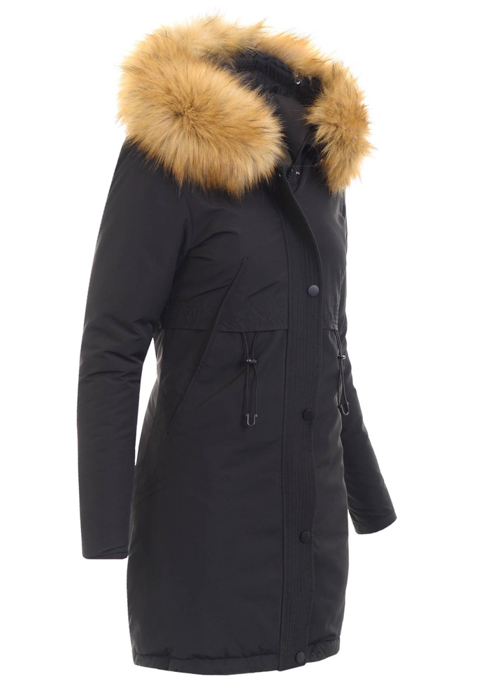 Damska Parka Kurtka 2w1 Zimowa Czarna