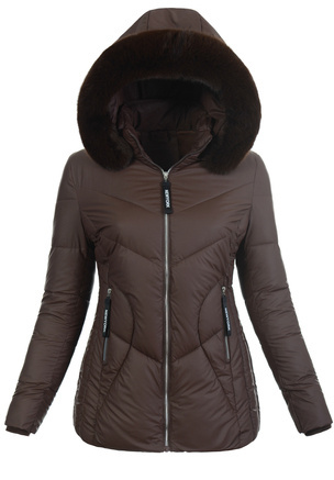 Damska Zimowa Ortalionowa Kurtka Brązowy