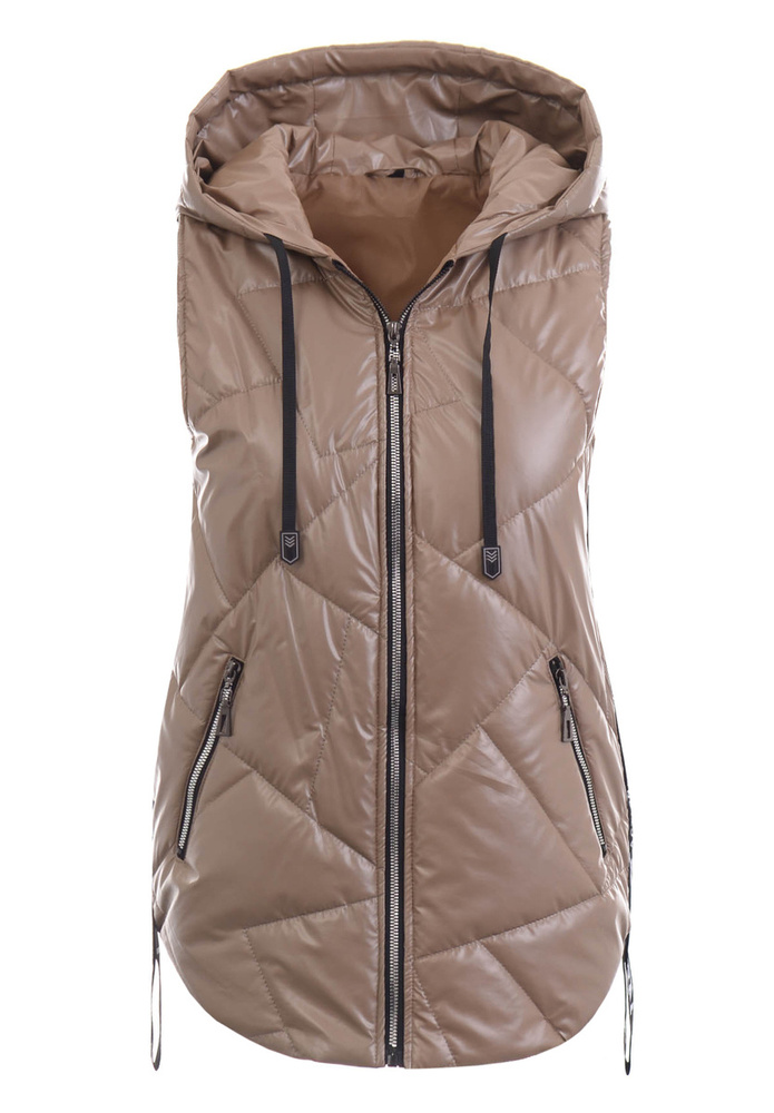 Damska Kamizelka Bezrękawnik Beżowy