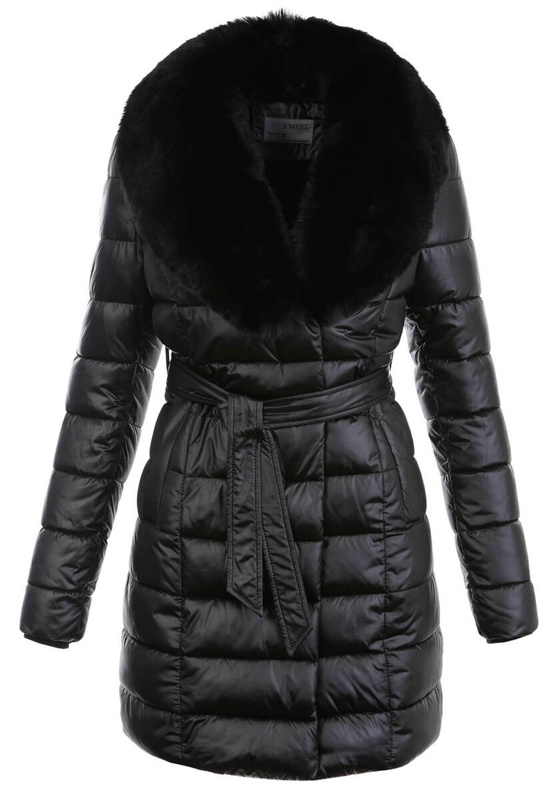 Damska Zimowa Ortalionowa Kurtka Czarna