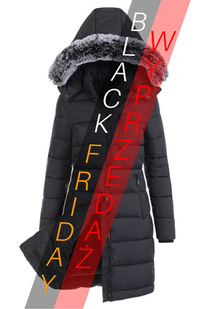 Damska Zimowa Ortalionowa Kurtka Czarna