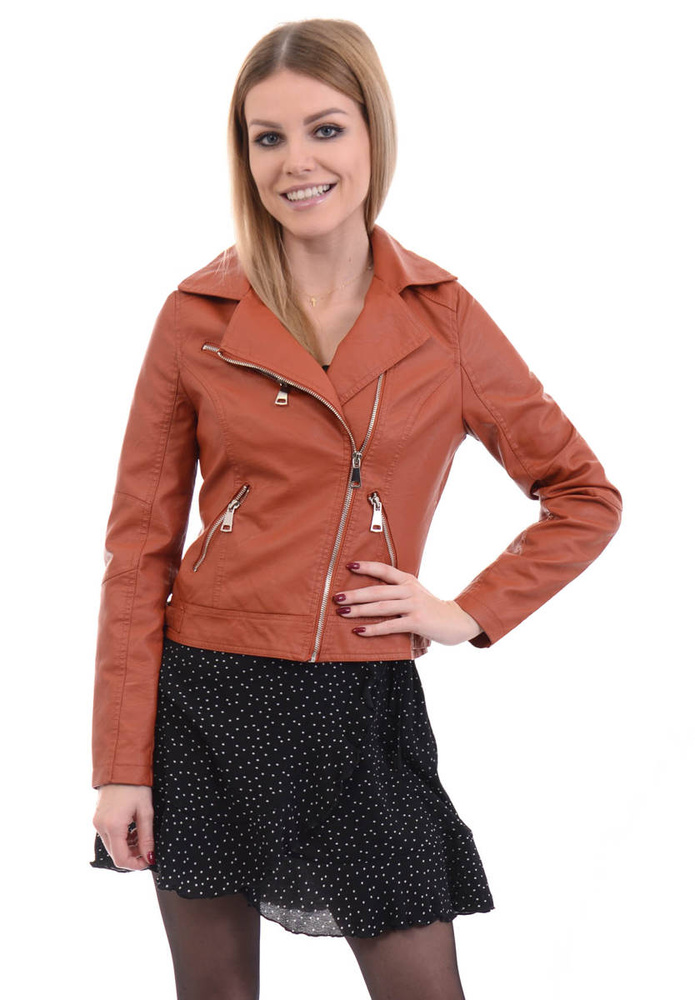 Damska Kurtka Ramoneska Ceglana