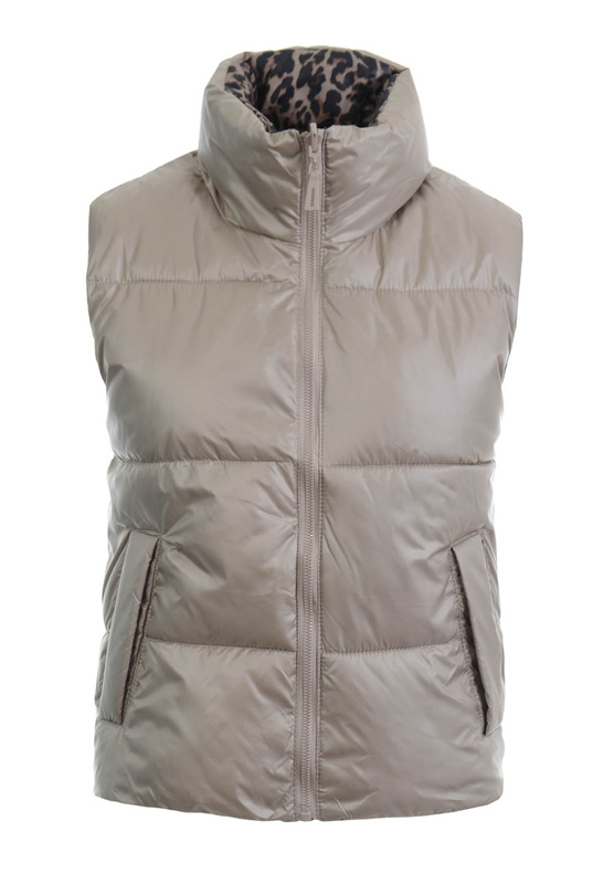 Damska Kamizelka Bezrękawnik Dwustronny Beżowy