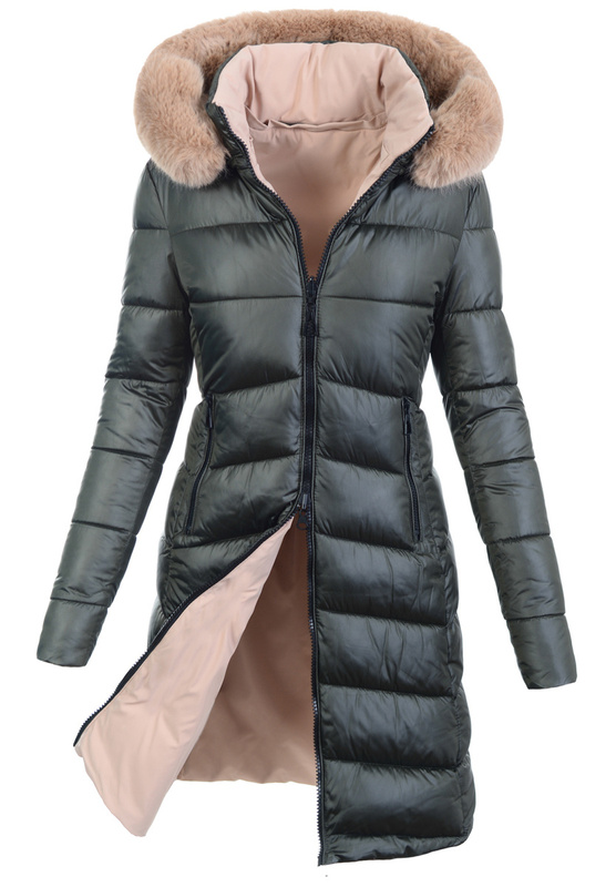 Damska Zimowa Ortalionowa Kurtka Zielona