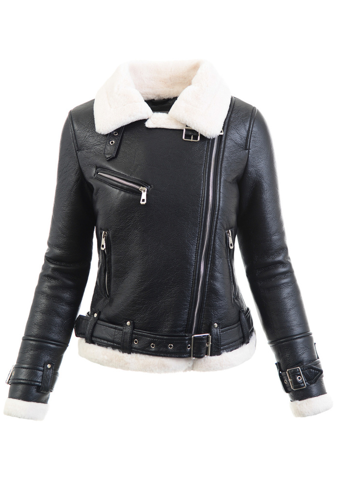 Damska Zimowa Kurtka Kożuszek Czarna