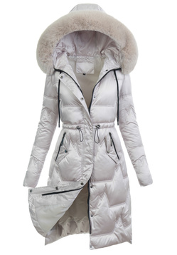 Damska Kurtka Zimowa Perłowo Beżowa