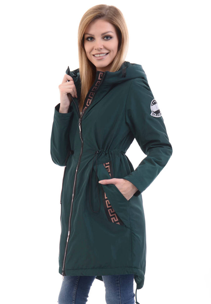 Damska Parka Wiosenna Zielona