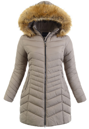 Damska Zimowa Ortalionowa Kurtka Beżowa
