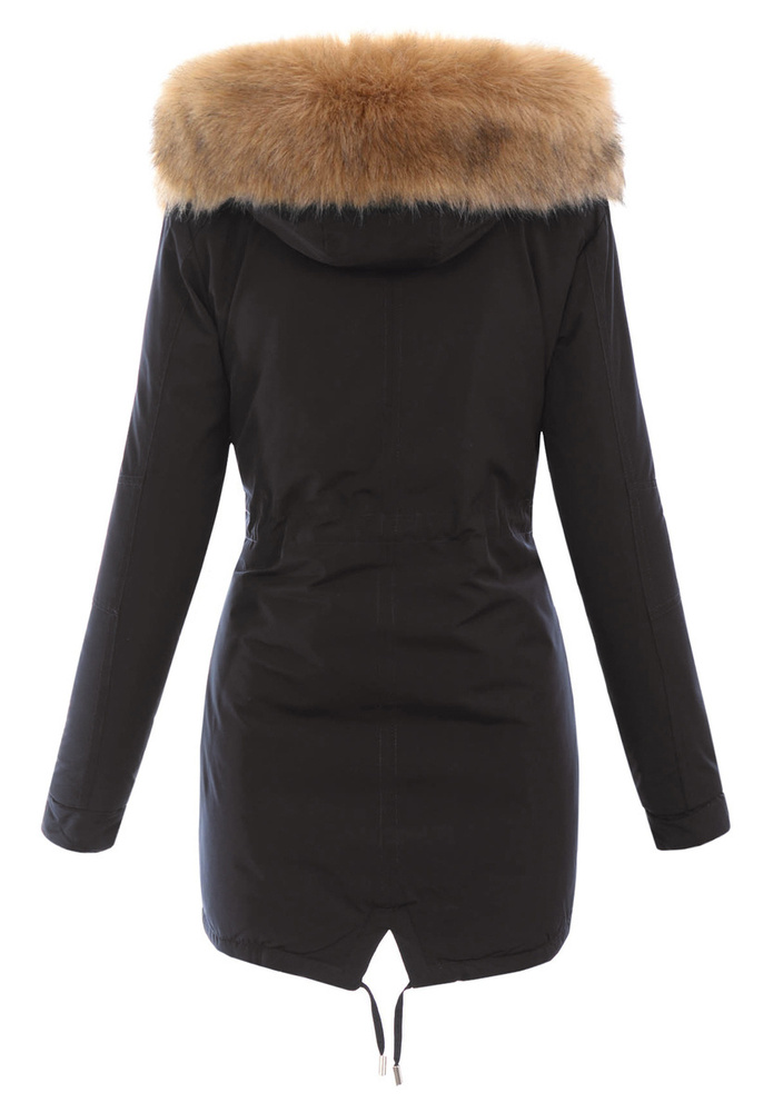 Damska Parka Kurtka 2w1 Zimowa Czarna