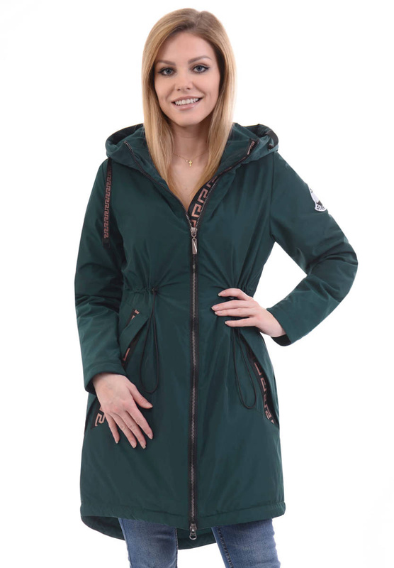 Damska Parka Wiosenna Zielona