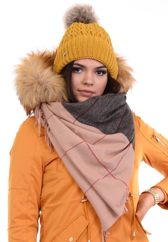 Chusta Damska Jasnobrązowo-Szary