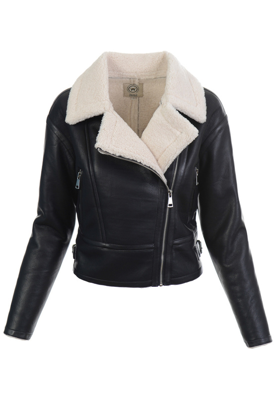 Damska Zimowa Kurtka Kożuszek Czarna