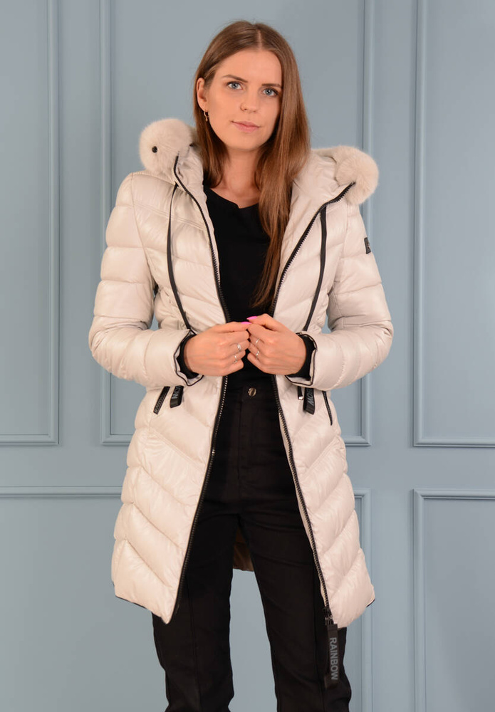 Damska Zimowa Ortalionowa Kurtka Ecru