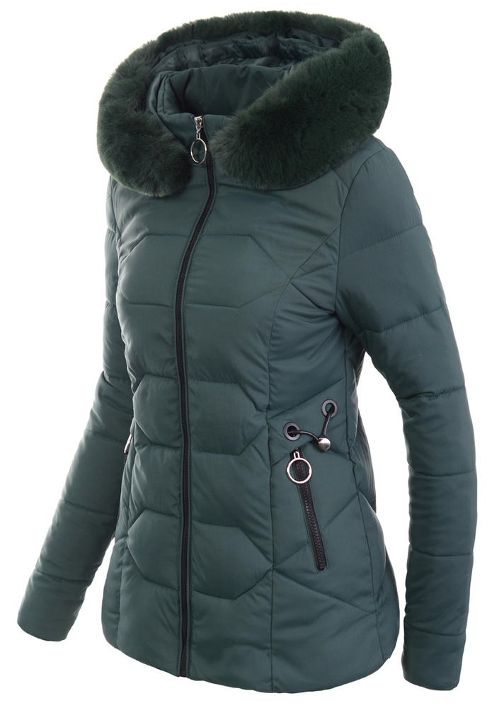 Damska Zimowa Ortalionowa Kurtka Zielona