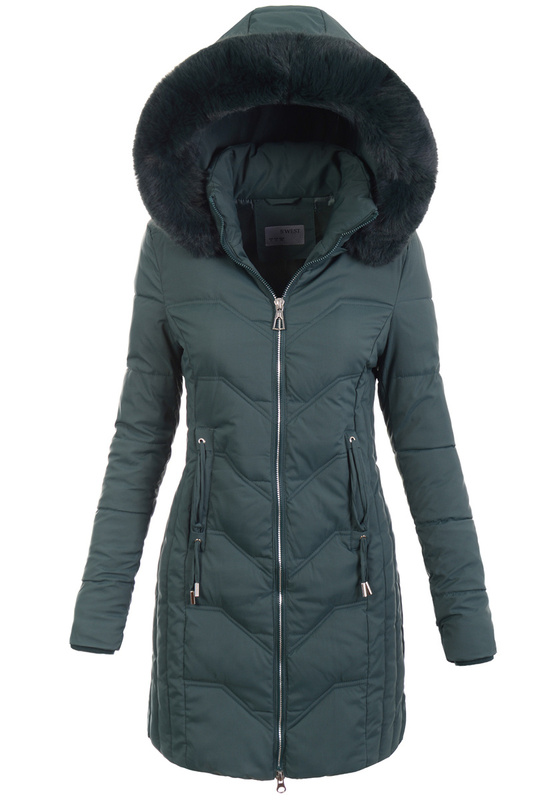 Damska Zimowa Ortalionowa Kurtka Zielona