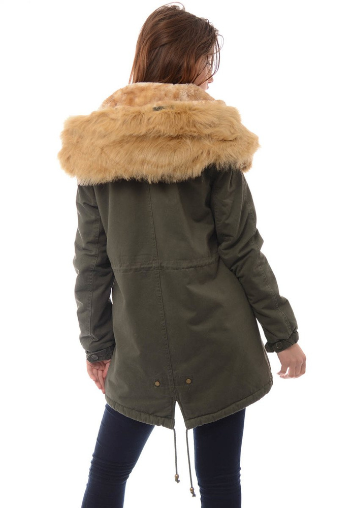 Damska Parka Kurtka Zimowa Futro Zielona