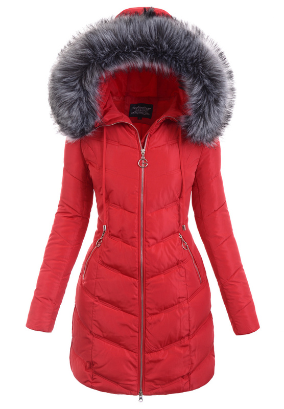 Damska Zimowa Ortalionowa Kurtka Czerwona