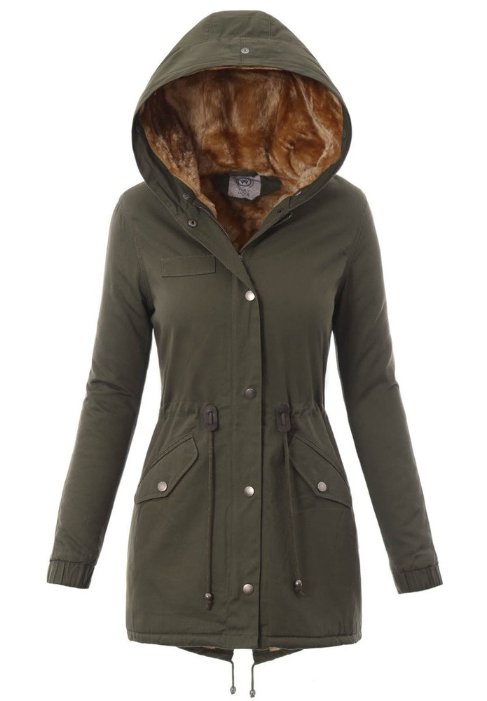 Damska Parka Kurtka Zimowa Futro Zielona