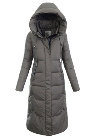 Damska Zimowa Ortalionowa Kurtka Brązowa