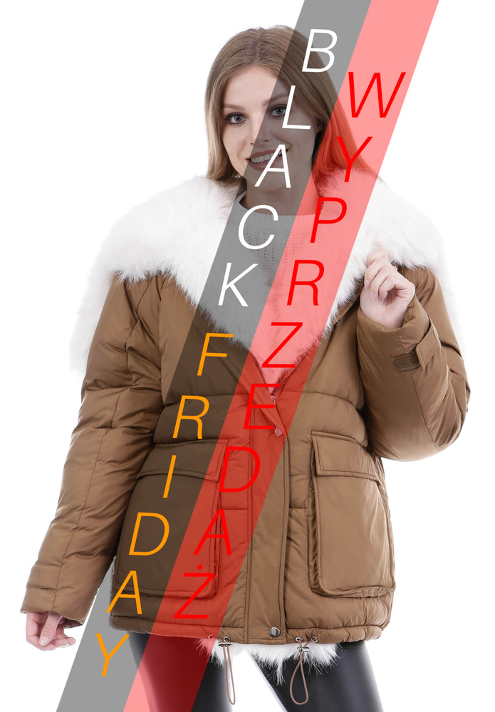 Damska Zimowa Ortalionowa Kurtka Brązowa