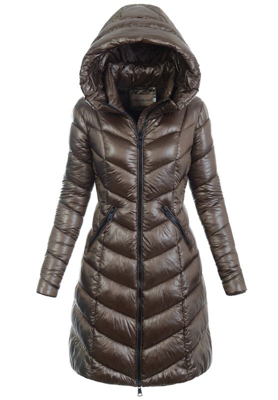 Damska Zimowa Ortalionowa Kurtka Brązowa