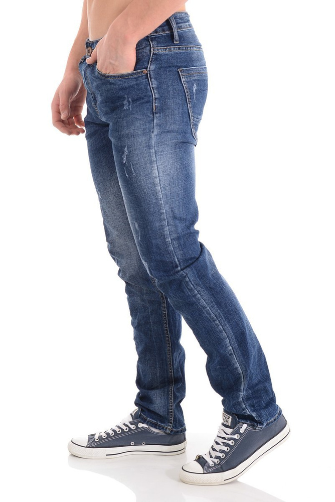 Męskie Spodnie Jeansowe Granatowe