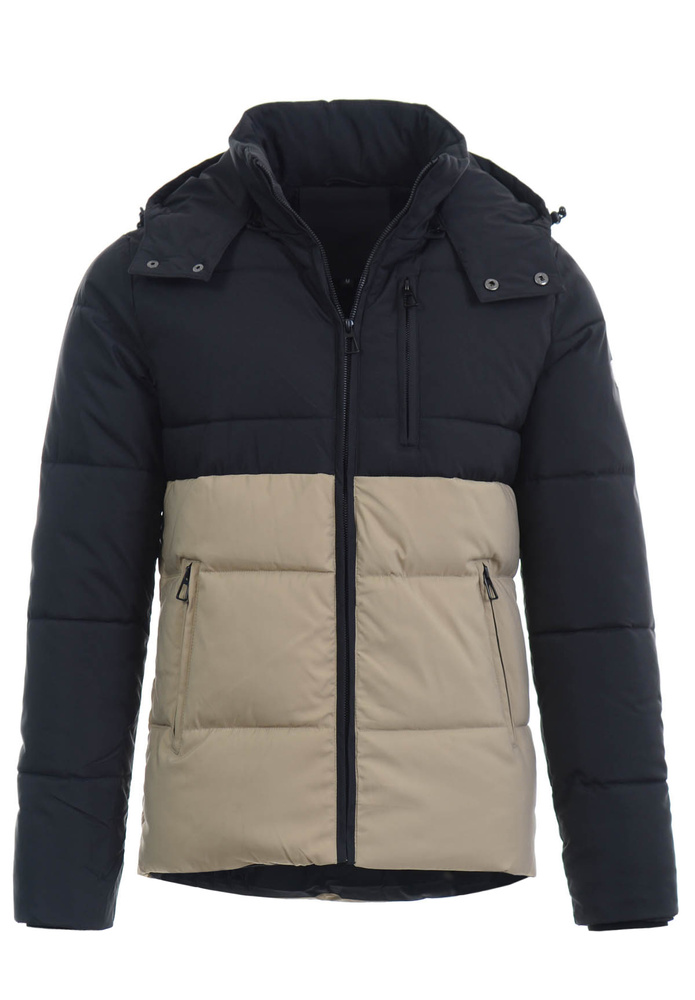 Męska Zimowa Kurtka Beżowo-Czarna