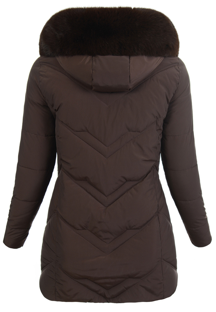Damska Zimowa Ortalionowa Kurtka Brązowa