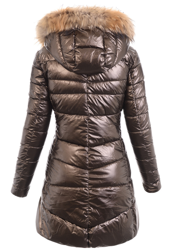 Damska Zimowa Ortalionowa Kurtka Brązowa