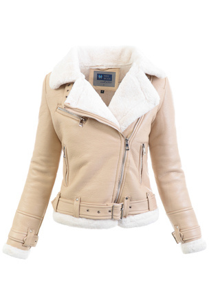 Damska Zimowa Kurtka Kożuszek Beżowy