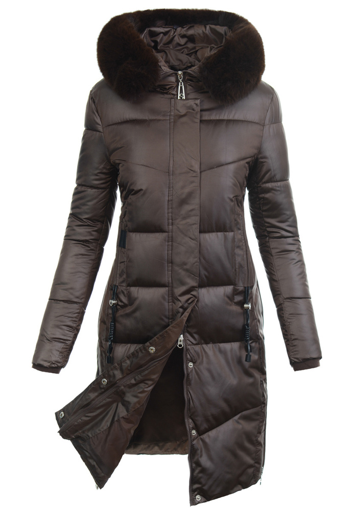 Damska Kurtka Zimowa Brązowa