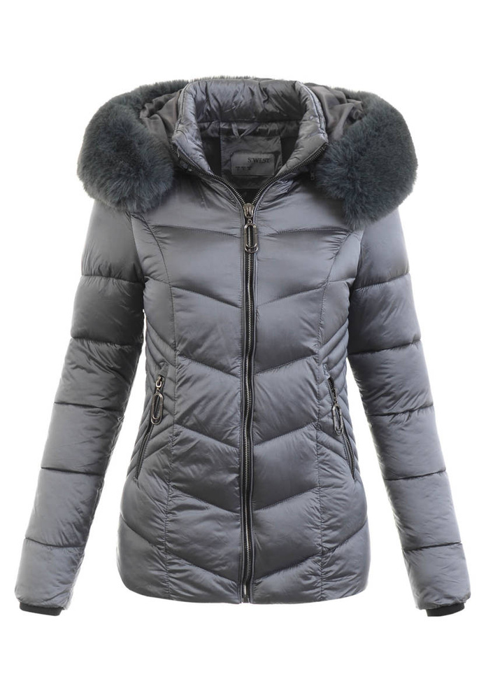 Damska Ortalionowa Zimowa Kurtka Granatowa