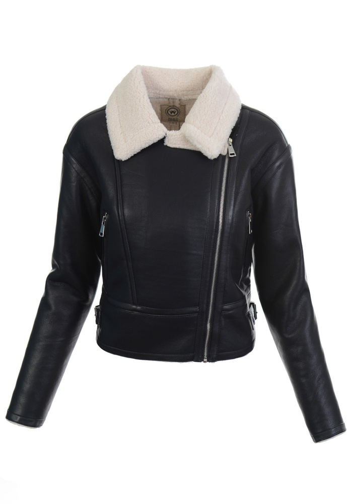 Damska Zimowa Kurtka Kożuszek Czarna