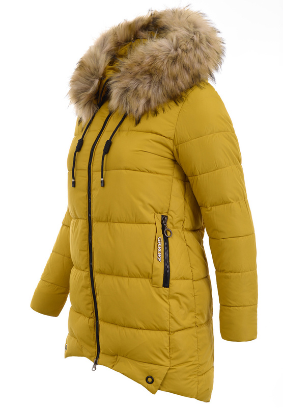 Damska Zimowa Ortalionowa Kurtka Żółta
